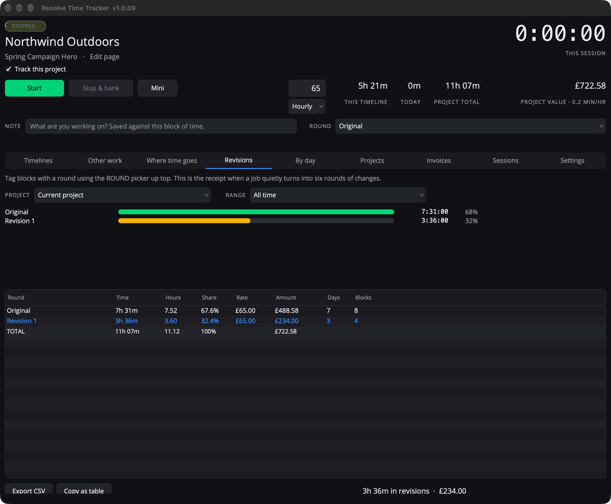 Davinci Resolve Time Tracker