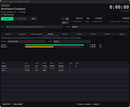 Davinci Resolve Time Tracker