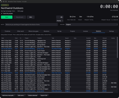 Davinci Resolve Time Tracker